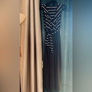 SHEIN Black & White Striped V-Neck Jumpsuit. 1XL